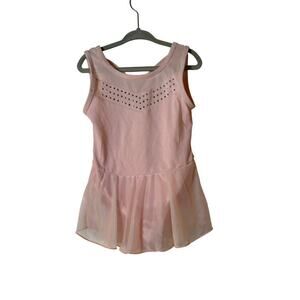 CAT & JACK Girl’s Pink Dance Leotard with Skirt & Rhinestones / Size: XS 4-5